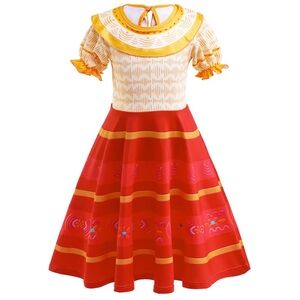 Disney Red and Yellow Encanto Dolores Madrigal Costume Dress Up Princess SZ 7/8